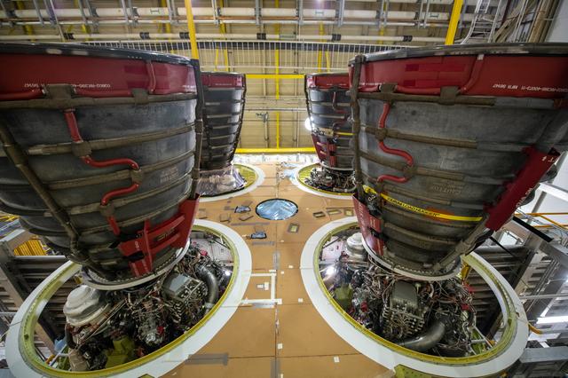 All 4 Engines Attached to the SLS Core Stage for Artemis I Mission
